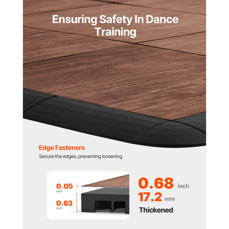 Dance Floor Tiles, 12.4 x 12.4 in Interlocking Dance Flooring, Portable Dance Practice Floor with Cushioned Base  (Oak Wood Grain, 25 sq. ft/Box )