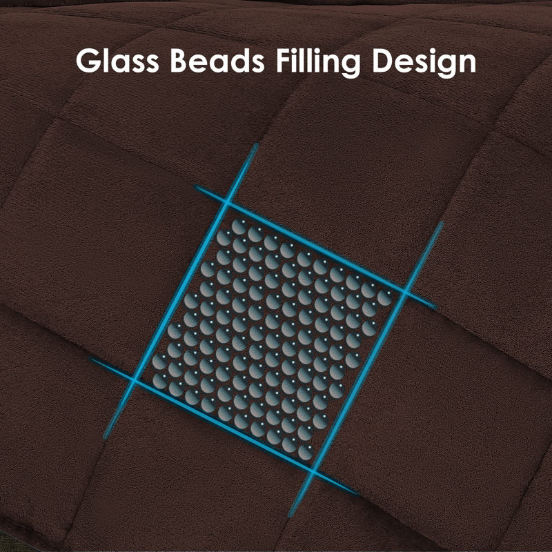 Flannel Fleece Weighted Throw Blanket, 48'' W X 72'' L, Brown, 15lbs