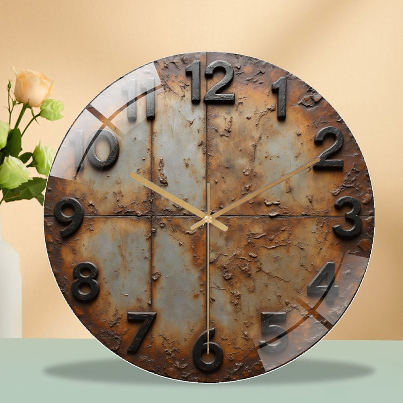 Horloge murale rustique ronde avec grands chiffres (1)