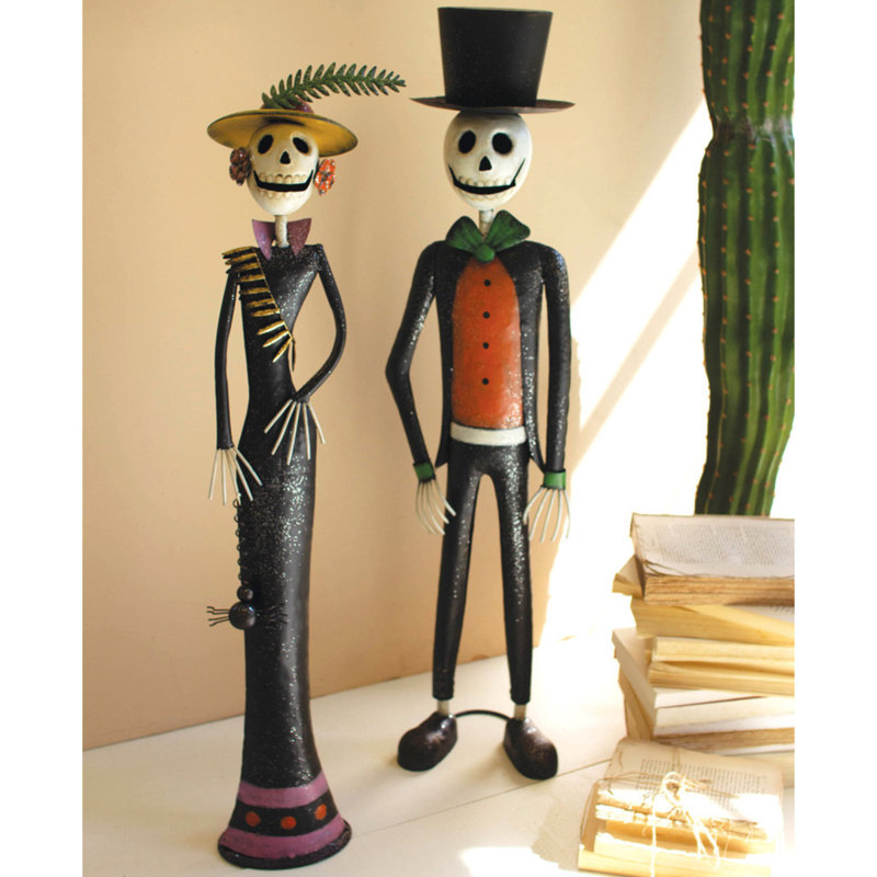 ENSEMBLE DE DEUX MÉTAUX PEINTS HALLOWEEN JOUR DU COUPLE MORT