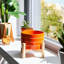 Glossy Ceramic Outdoor Planter on Stand for Indoor Home Decor - Modern Contemporary Flower Pot for Living Room or Patio - Orange-1188667237-1188667235