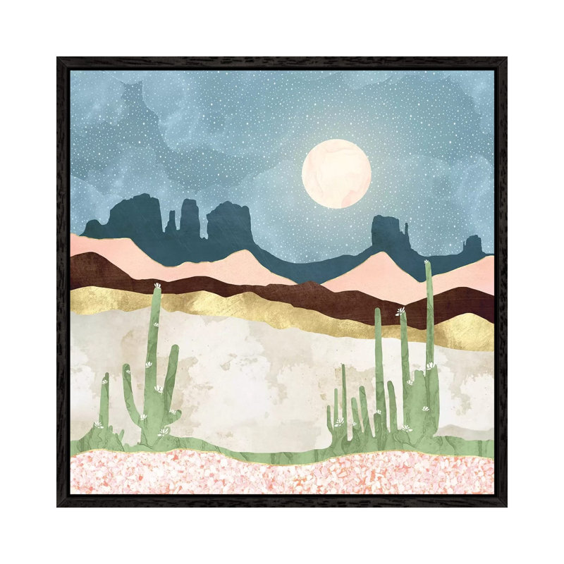 Desert Bloom - Print on Canvas, 45.72 cm H x 45.72 cm W, Black Framed