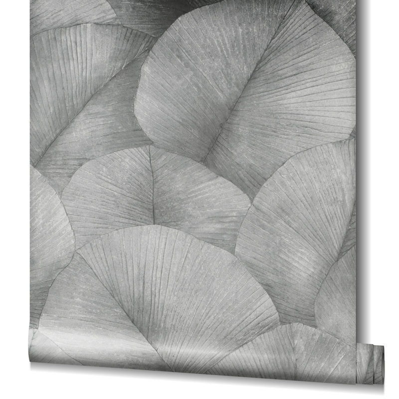 Kumano 3D Embossed Palm Leaf Wallpaper Roll, Beige