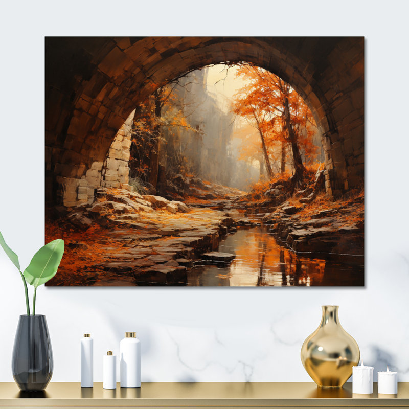 Beige Tunnel Rustic Gateway I - impression sur métal, H 12 po x l 20 po x P 1 po