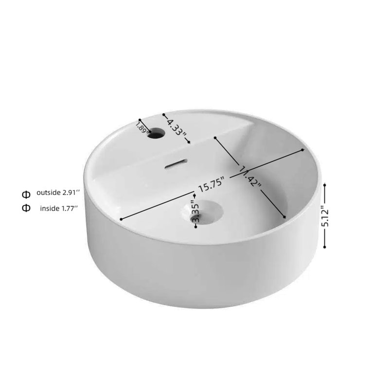 Lavabos modernes pour salle de bain, vasque ronde en marbre artificiel blanc de 16 pouces pour la maison
