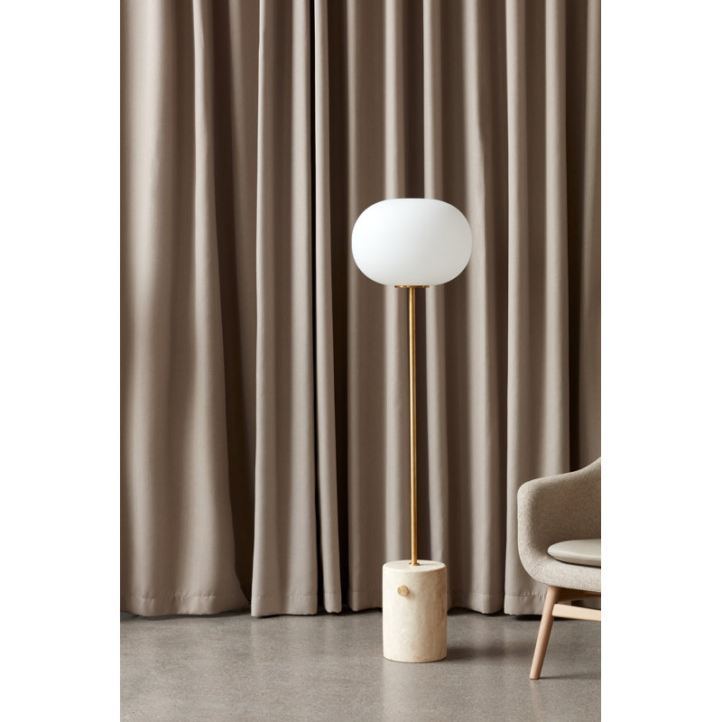 JWDA Floor Lamp, Brushed Brass/Beige Travertine Stone