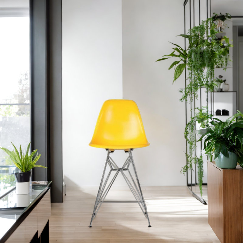 Counter Stool with Metal Frame, Yellow