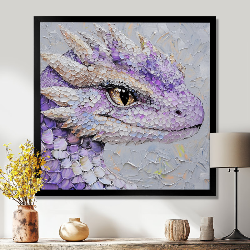 Mignon dragon Den II - Dragons, art mural, Reproduction encadrée d'une seule photo sans pass, Noir, H 16 po x l 16 po