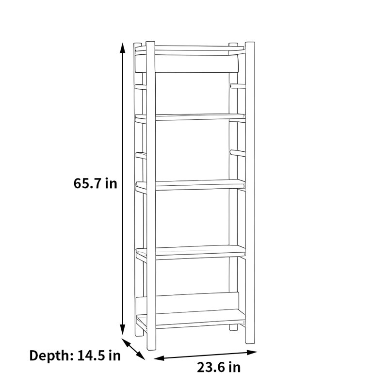Bibliothèque rétro et simple, (4 tablettes) H 65,7 po x l 23,6 po x P 14,5 po