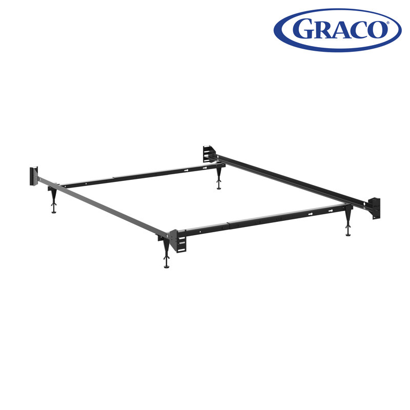 Black Painted Metal Adjustable Full Bed Frame