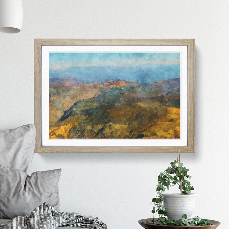 The Andes Mountains in Argentina Chile - Picture Frame Graphic Art, 48cm H x 65cm W x 2cm D, Oak