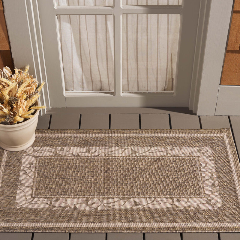 Tapis d'intérieur/extérieur brun/naturel Herefordshire, Rectangle 2 pi x 3 pi 7 po