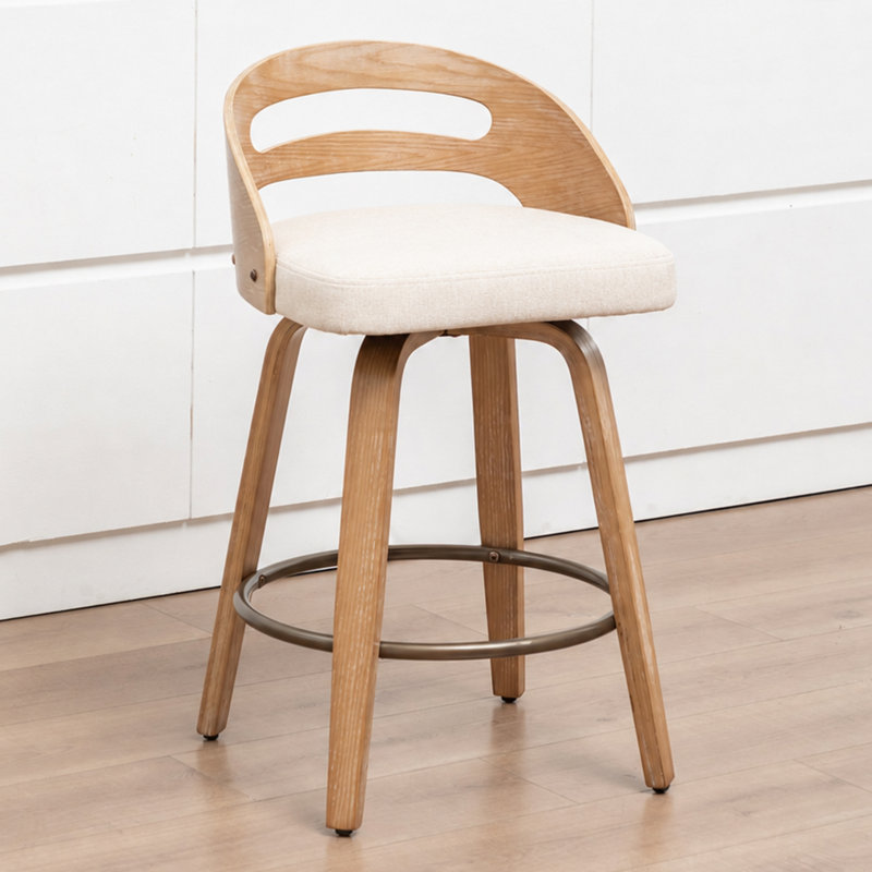 Tabourets de comptoir pivotants en lin rembourrés, Tabouret de comptoir (siège d'une hauteur de 25,1, Beige