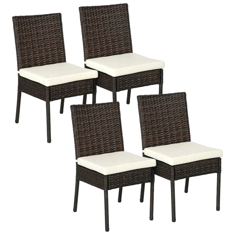 Outdoor Kitchen Chairs,Rattan Outdoor Dining Chairs,Garden Chairs(4Pcs Chairs)
