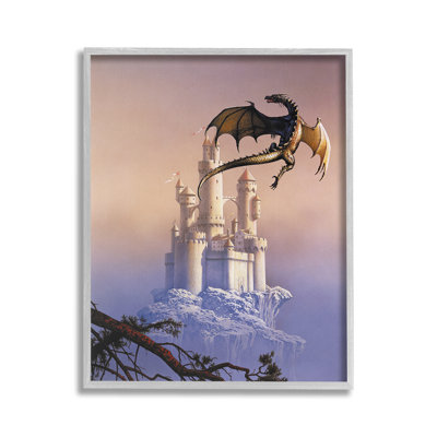 «Magical Dragon & Castle», art de la giclée encadrée par Ciruelo