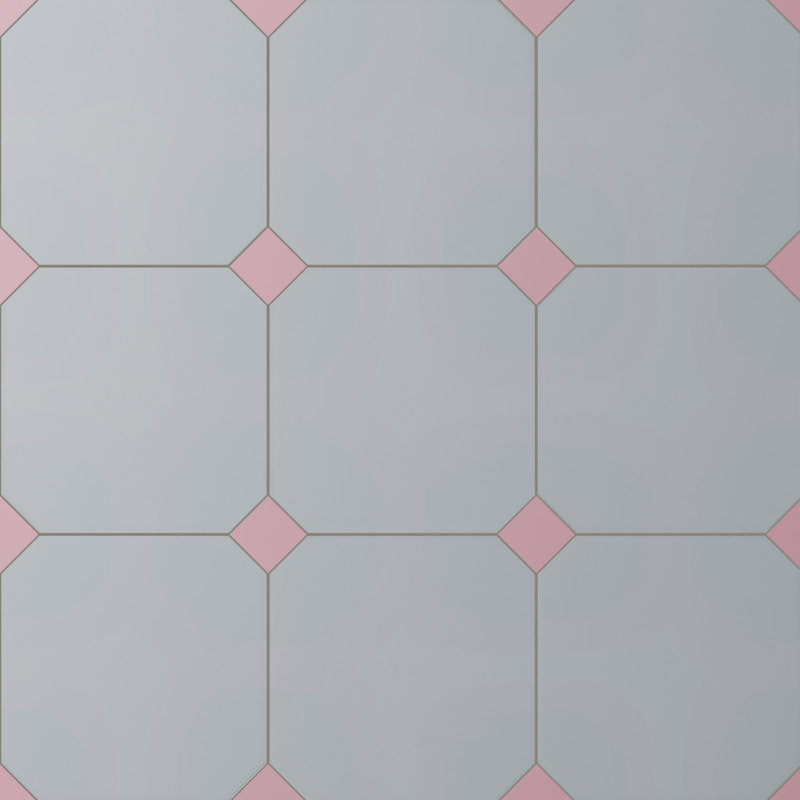 Humour octogonal vaudois avec taco 7-7 / 8 po X 7-7 / 8 po Carreau de porcelaine pour plancher et mur, Gris / Rose