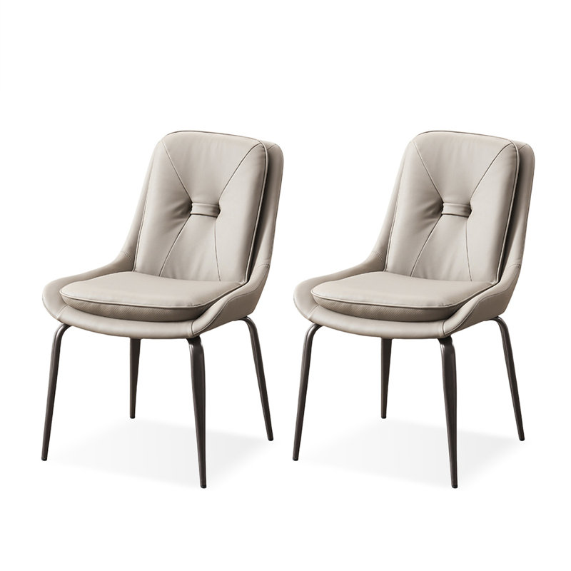Chaise d'appoint à dossier beige uni (ensemble de 2), Beige