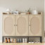 Armoire à chaussures avec 3 portes en rotin, armoire de rangement à chaussures à 7 niveaux avec tablettes réglables-676029454
