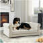 Élégant lit pour animaux de compagnie rectangulaire pour petits et moyens chiens, canapé-lit surélevé durable, canapé confortable pour chien, canapé moderne et élégant pour chiens de petite et moyenne taille, beige-1144460392