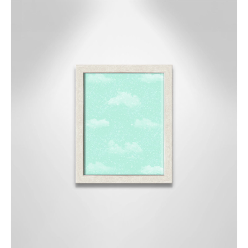 Art unique de nuages scintillants, H 11 po x l 9 po x P 1,1875 po, Encadré de boîte à grain de bois blanc