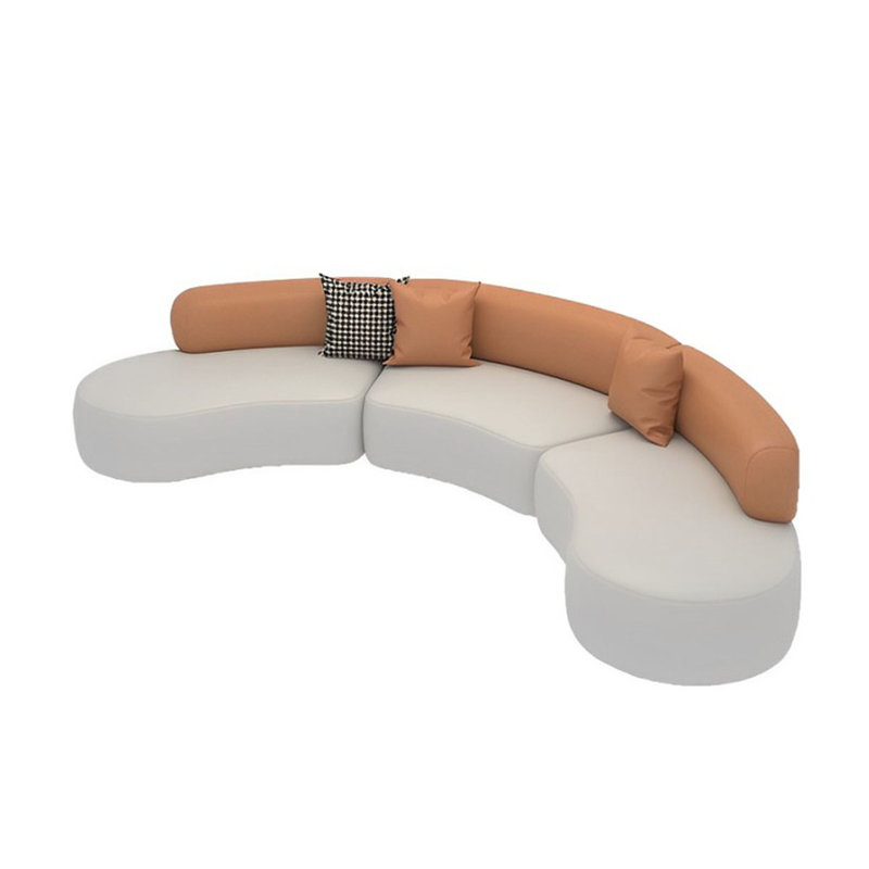 Canapé de loisir nordique luxueux, H 29,52 po x l 125,98 po x P 35,43 po, 5, Orange, blanc cassé