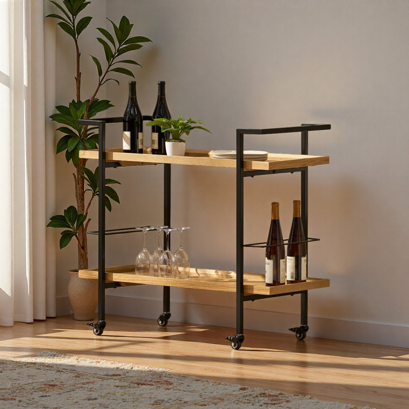 Emer Metal Bar Cart, Natural
