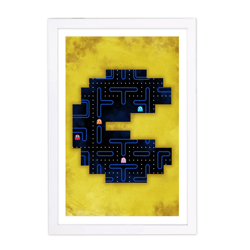 «Classic Arcade Game» par Oliver Gal - impression d'art graphique, H 13 po x l 19 po x P 0,75 po, Cadre blanc