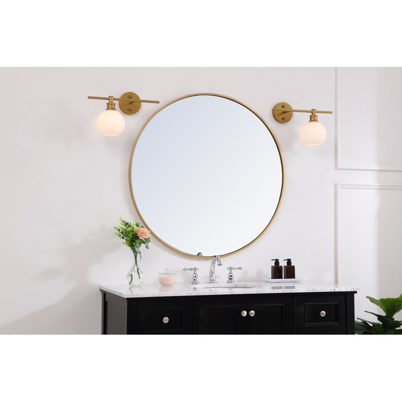 Drinkard Dimmable Bath Sconce, Brass, Frosted White