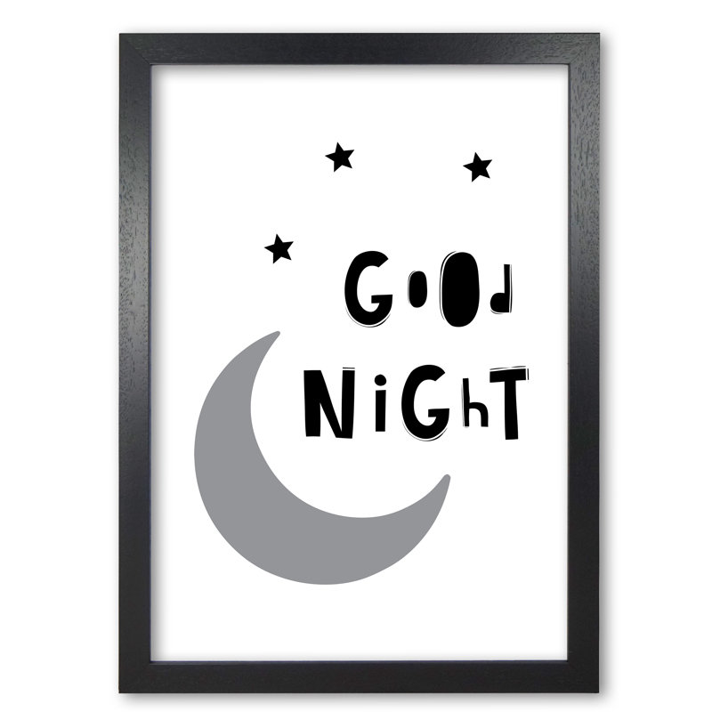 Good Night Moon - Painting, 85 cm H x 60 cm W x 5 cm D, Black Grain Frame