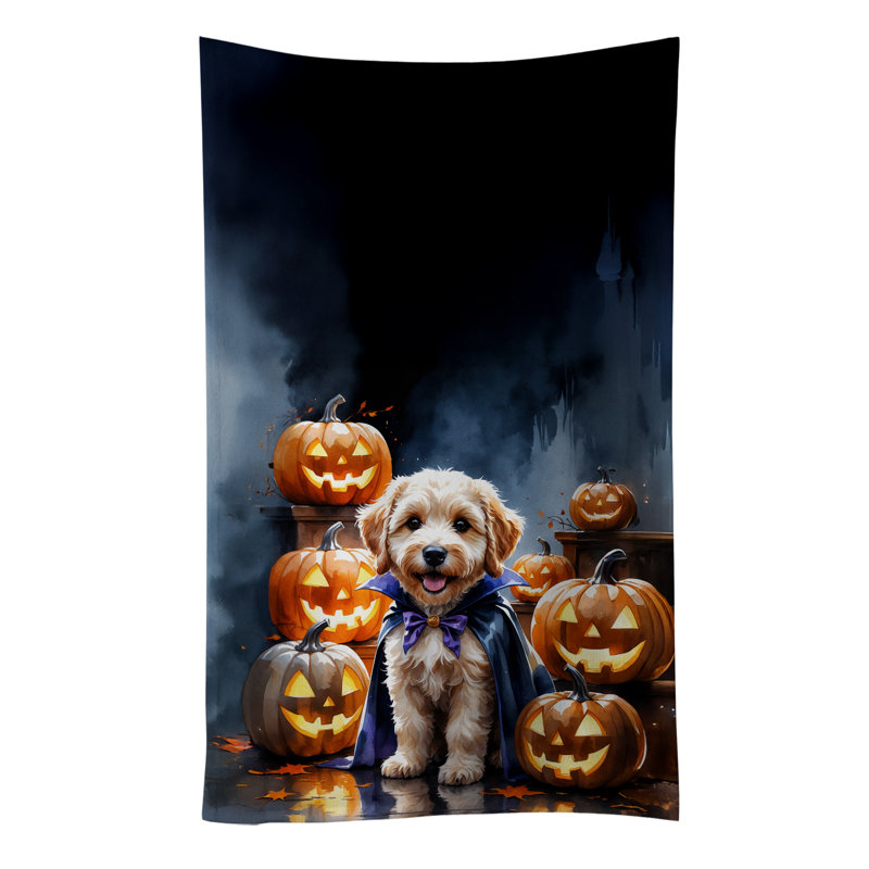 Labradoodle Puppy Halloween Kitchen Towel, Labradoodle