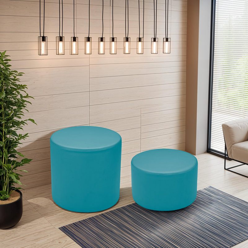 Pro Series Upholstered Round Ottoman 12" Height, Teal