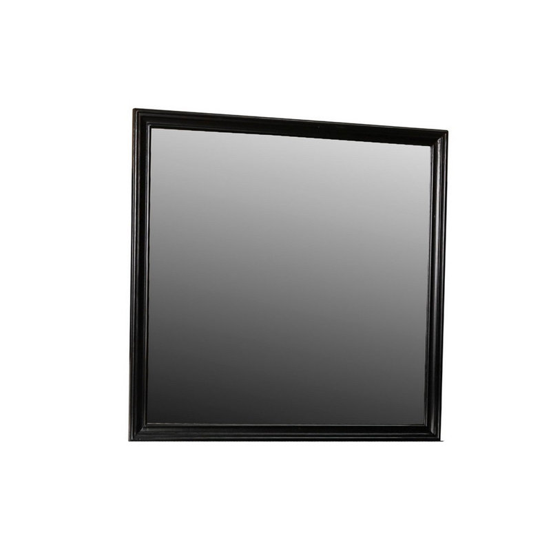 Miroir de commode Umi 39 X 39, cadre carré en bois massif blanc, Noir