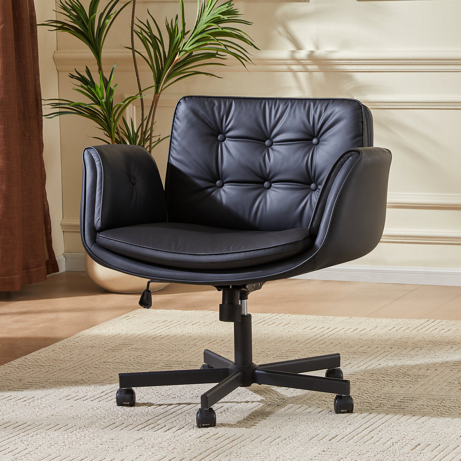 Office Chair with Lumbar Support, Black, Black