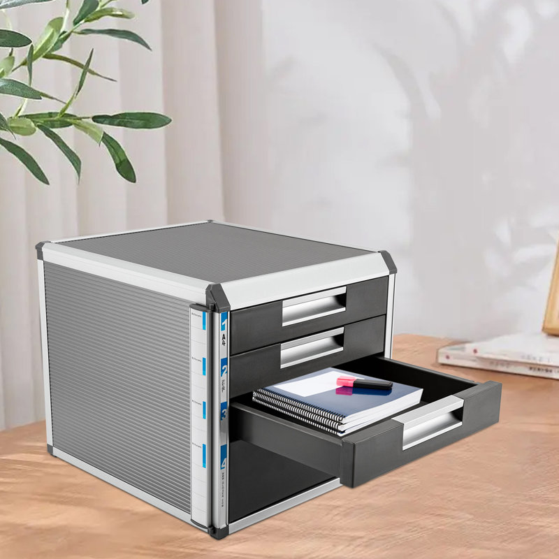 Lamartiniere 4-Layer Desktop Drawer File Organizer (4 Compartments with Labels)