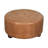 Brown Buffalo Hide Leather Round Ottoman