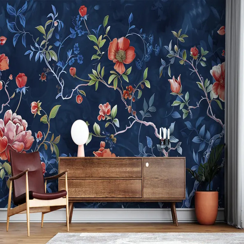 Midnight Botanical Elegance, 105.96" L x 138" W