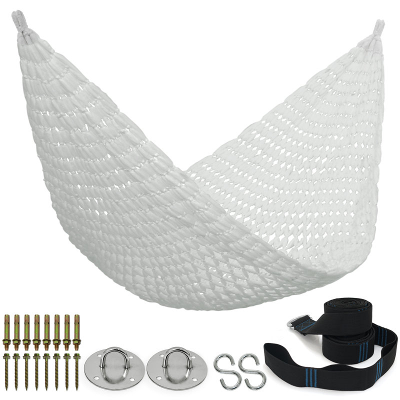 Tranquillo White Woven Polyester Double Hammock with Hanging Kit