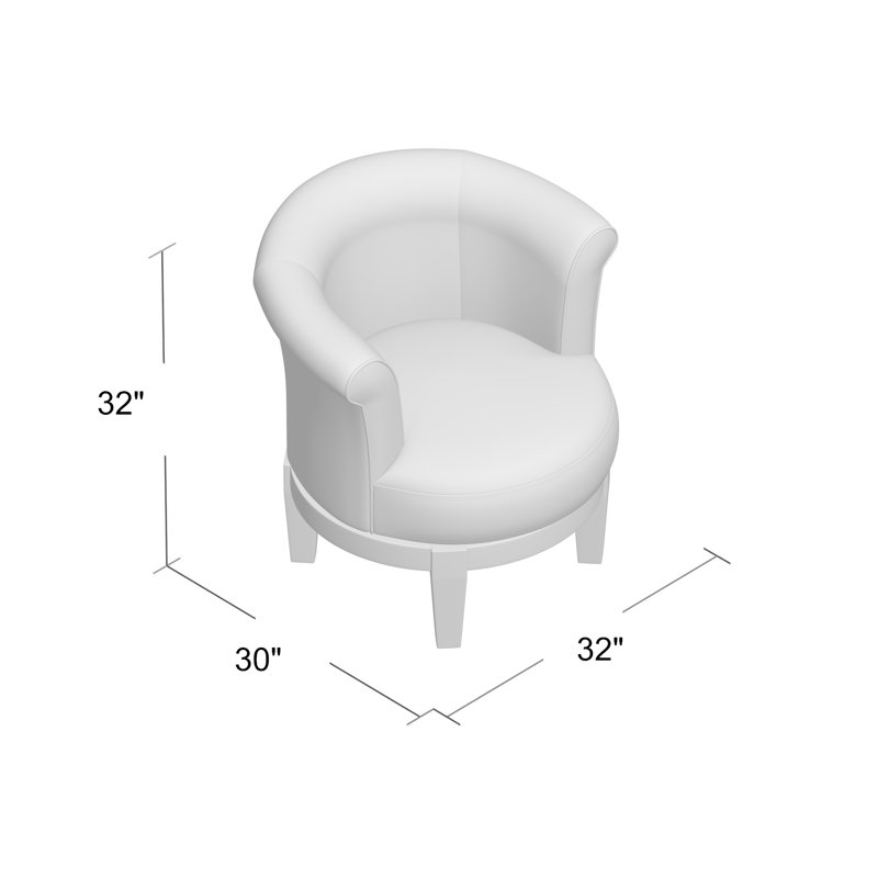 Attica Upholstered Swivel Barrel Chair, Smokey Blue Multicolored Performance , Dark Walnut