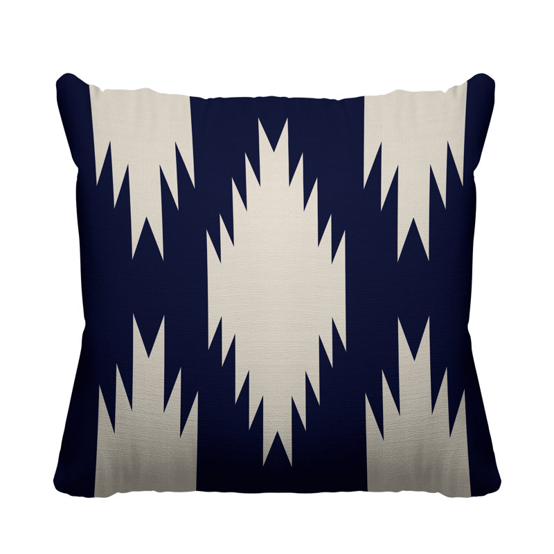 Coussin intérieur / extérieur Yuma Southwestern, L 19 po x H 19 po, Bleu marine