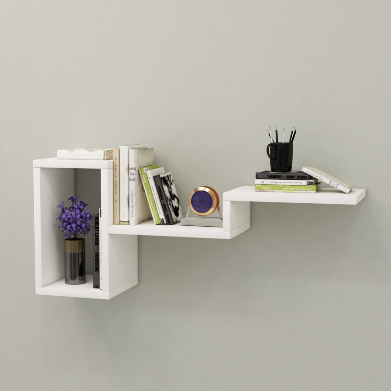 Emley 3 Piece Floating Shelf, White