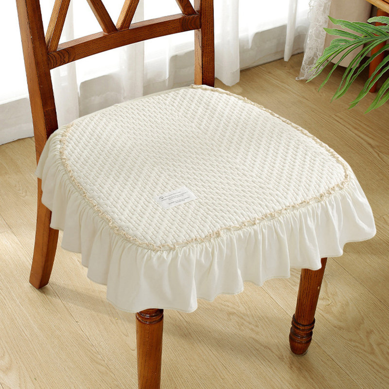 Fabric Chair Pads All Seasons Cushions Home Thin Washable Dining Chair Pads Stool Pads, White