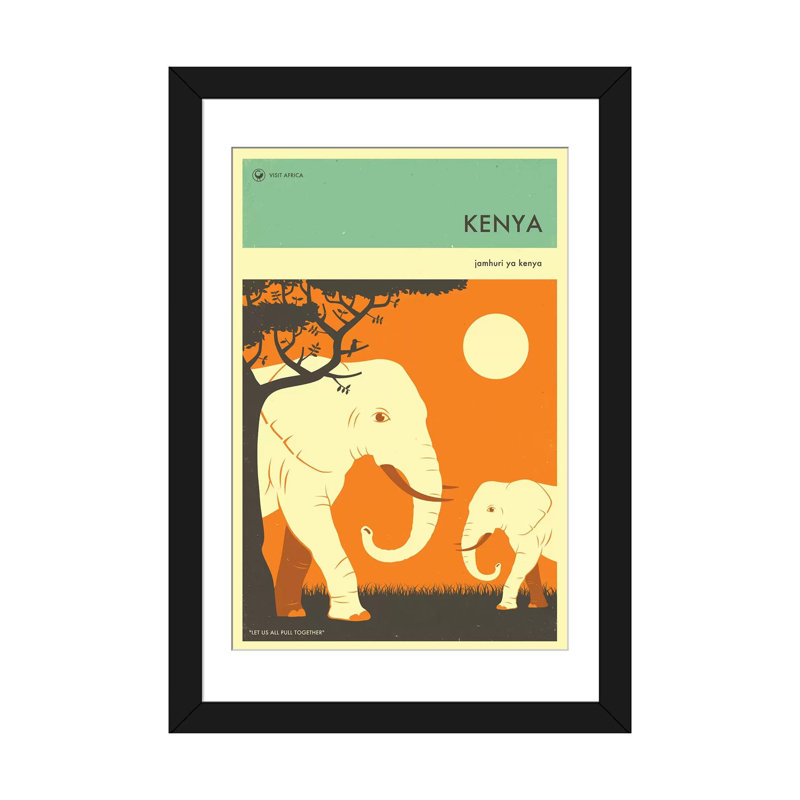 « kenya ii », reproduction d’impression sur toile, H 24 po x l 16 po x P 1 po, Papier beaux-arts encadré noir, Blanc
