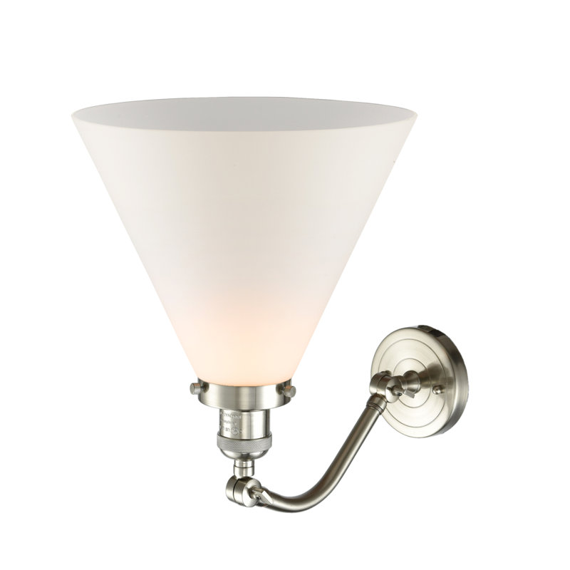 Applique murale 1 lumière Cone, Blanc mat, Chrome poli, Ampoule non incluse
