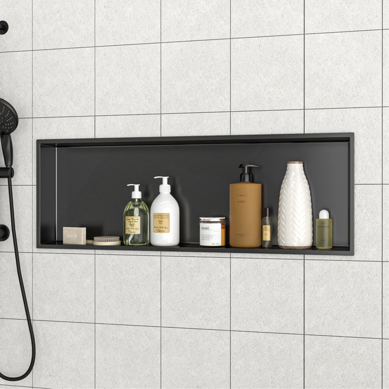 37" x 13" Stainless Steel Shower Niche, Gunmetal Black, 3.94" H x 37" W x 13" D, Gunmetal Black