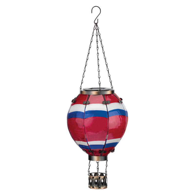 Multicolor Glass and Metal Hot Air Balloon Lantern