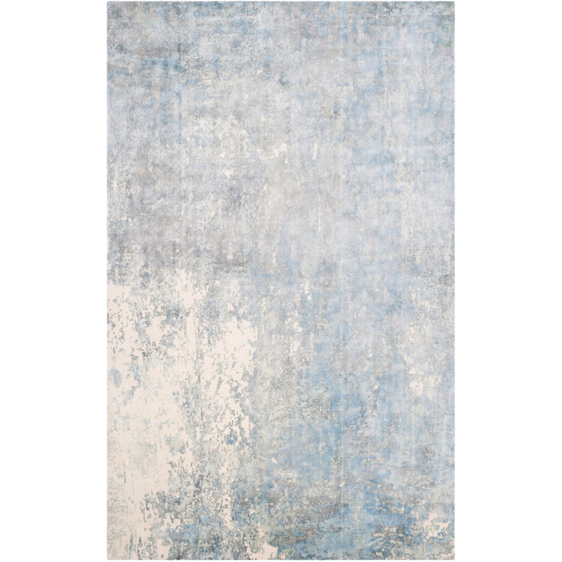 Tapis gris / beige à motif abstrait noué à la main Mcelroy, Rectangle 4 pi x 6 pi