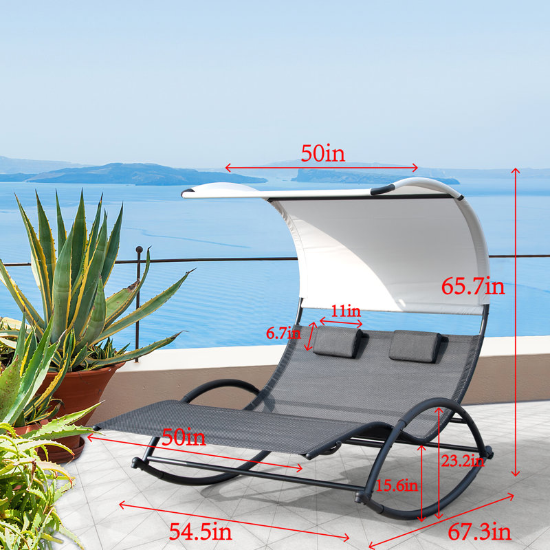 Goodfellow Double Chaise Lounge with Canopy, Black
