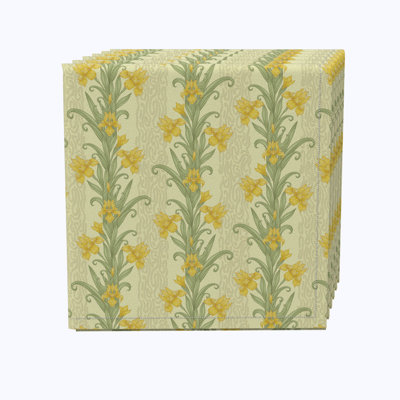 100% Cotton Yellow Floral Square Napkin