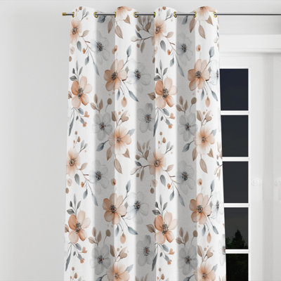 Floral Blackout Curtains - Brown Nomadic Bloom Velvet Grommet Curtain - 1 Panel