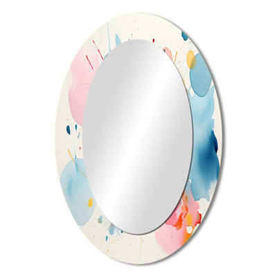 Pastel color geometric ink collage IV - Modern Oval Wall Mirror